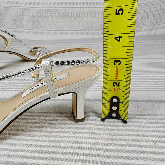 Nina New York Silver Strappy Sequined Open Toe Heels Size 6.5 - Picture 7 of 10